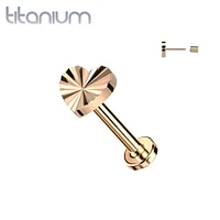 Implant Grade Titanium Rose Gold PVD Ridged Heart Threadless Push In Labret