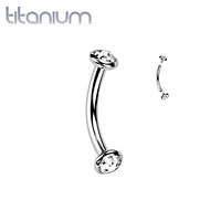 Implant Grade Titanium CZ Bezel Internally Threaded Curved Barbell