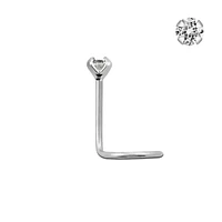 14KT Real White Gold White CZ Gem Nose Screw Ring Pin