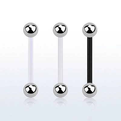 14ga Flexible Acrylic Straight Barbell with Steel Balls