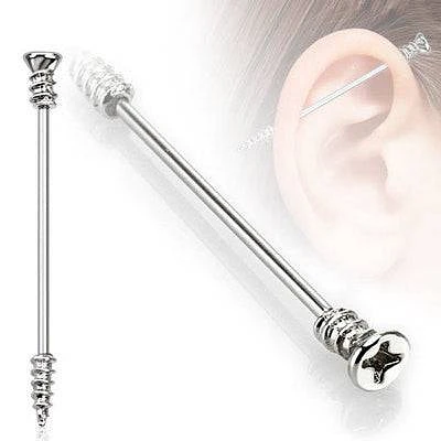 14ga Surgical Steel Screw Design Straight Industrial Barbell