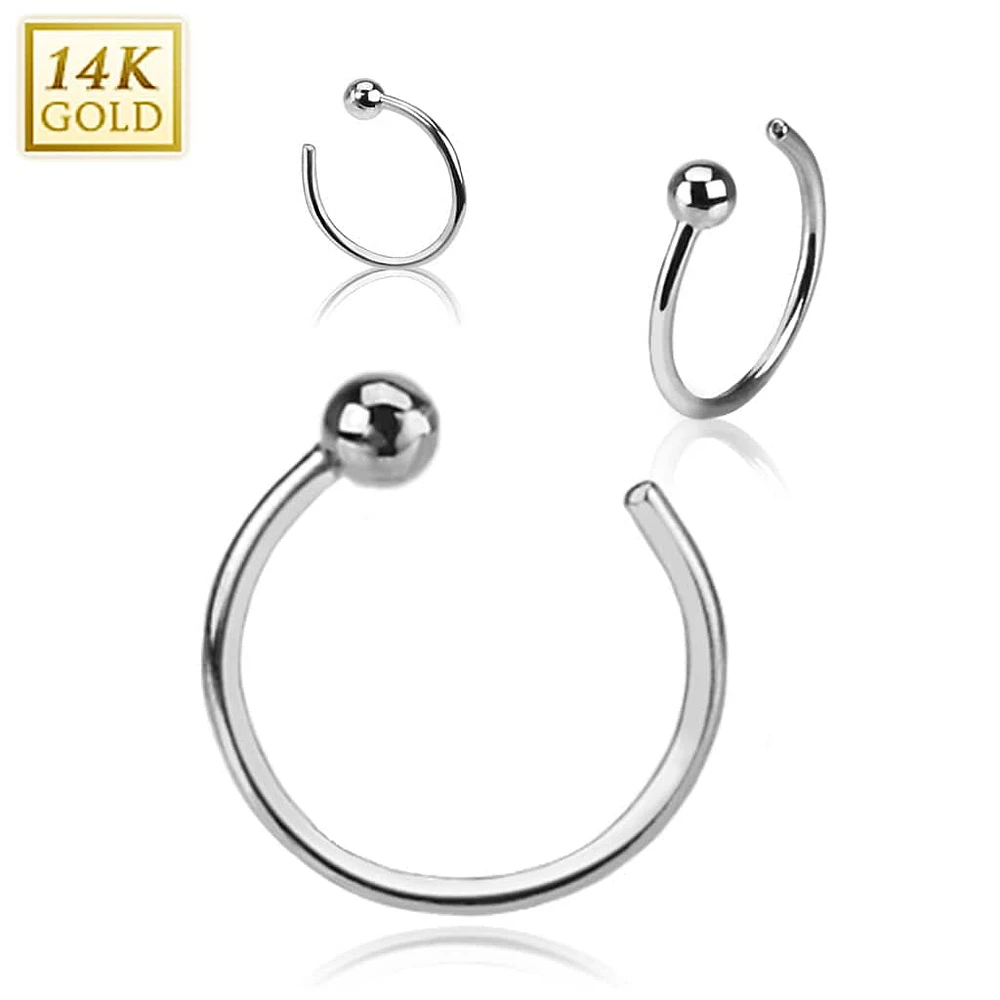 14KT Solid Gold Ball Nose Hoop Ring