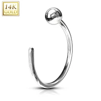 14KT Solid Gold Ball Nose Hoop Ring