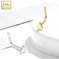 14KT Solid Gold Flat Triangle Top L Shape Nose Ring Stud