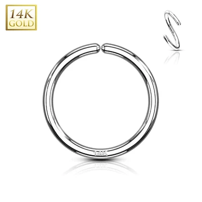 14KT Solid White Gold Seamless Full Nose Ring Hoop