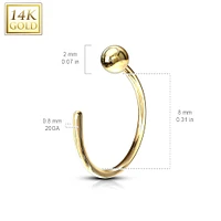14KT Solid Yellow Gold Ball Nose Hoop Ring