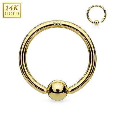 14KT Yellow Gold Multi Use Easy Bend Fixed Ball Nose Hoop