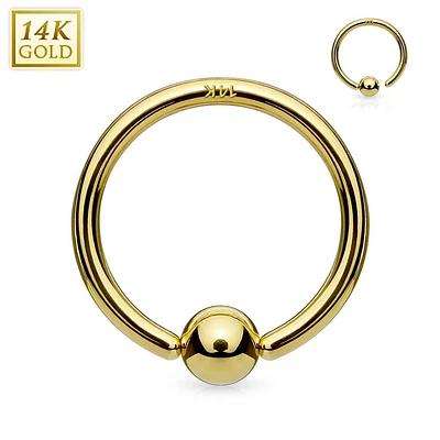 14KT Yellow Gold Multi Use Easy Bend Fixed Ball Nose Hoop