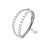 316L Surgical Steel Gold PVD White CZ Pave Double Hoop Nose Ring