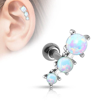 16ga 316L Surgical Steel 3 Opal Stone Along Ear Cartilage Ring