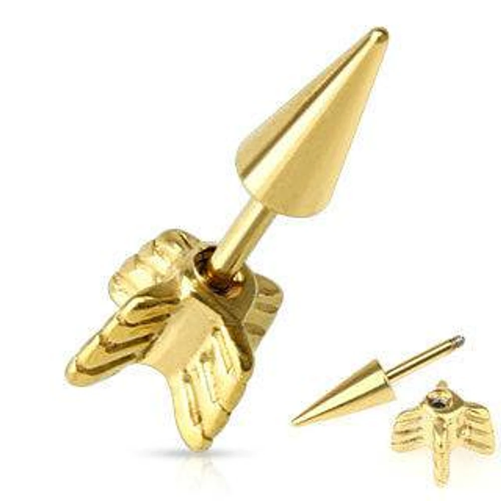 16ga Surgical Steel Gold Plated Bow Arrow Ear Cartilage Tragus Helix Ring