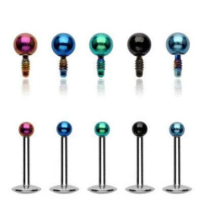 16ga Surgical Steel Internally Threaded Extra Small Ball Flat Back Labret Monroe