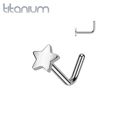 Implant Grade Titanium Star L-Shaped Nose Ring Stud