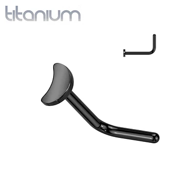 Implant Grade Titanium Black PVD Small Crescent Moon L-Shaped Nose Ring Stud