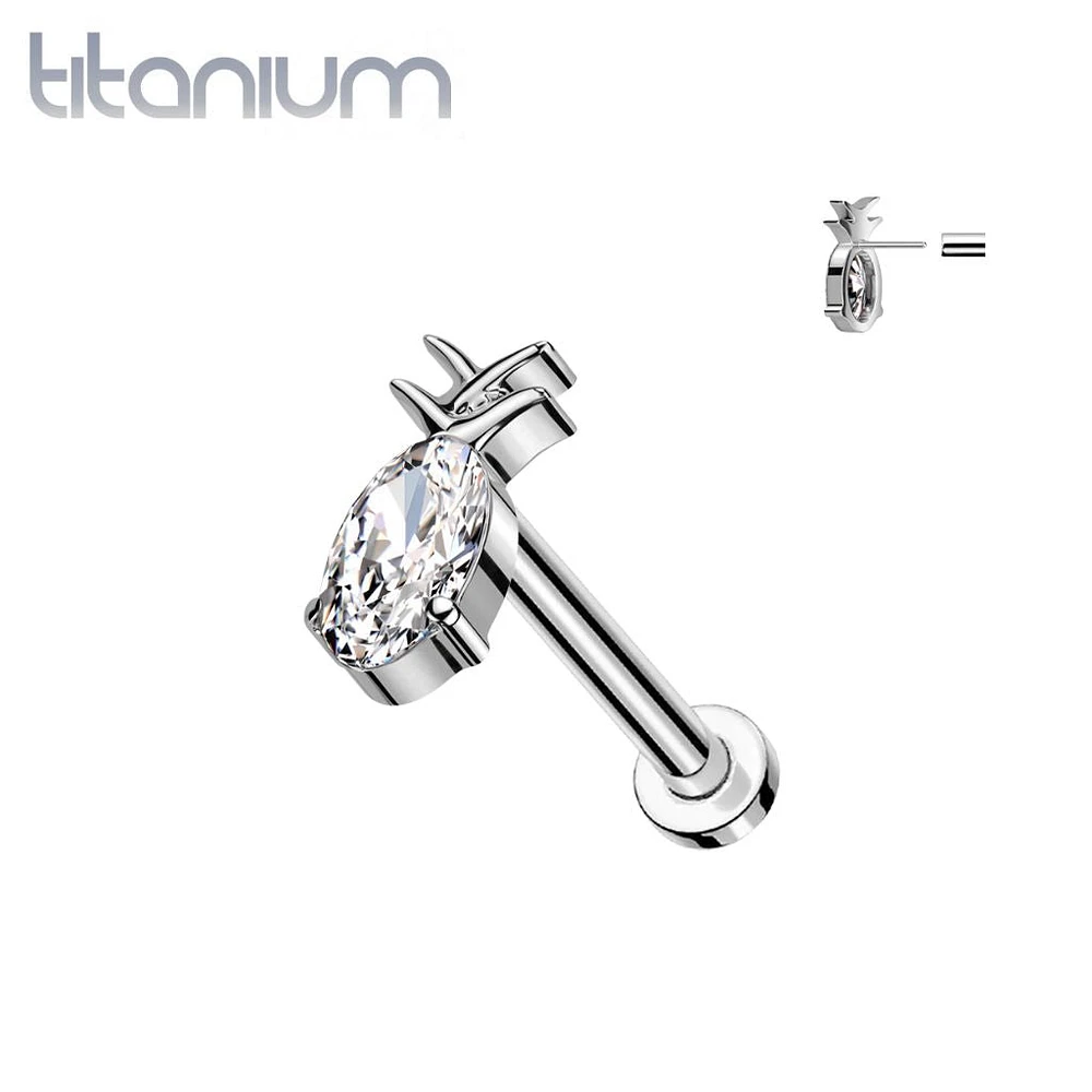 Implant Grade Titanium White CZ Gem Pineapple Threadless Push In Labret