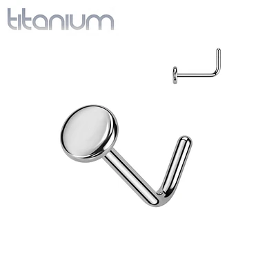 Implant Grade Titanium Small Flat Circle Disc L-Shaped Nose Ring Stud