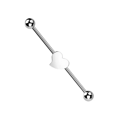 316L Surgical Steel Flat Fixed Heart Shape Industrial Barbell