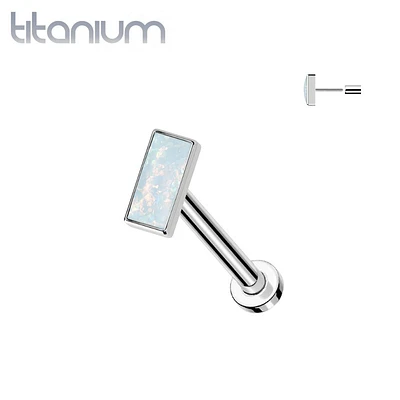 Implant Grade Titanium Opal Rectangle Threadless Push In Labret