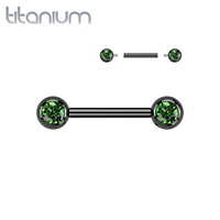 Titanium Internally Threaded Black PVD VM CZ Ball Gem Nipple Ring