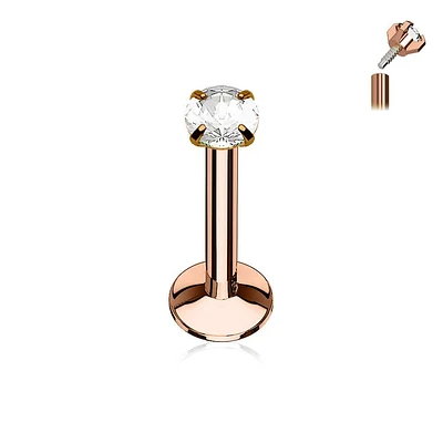 316L Rose Gold IP Surgical Steel Flat Back Internally Threaded Labret