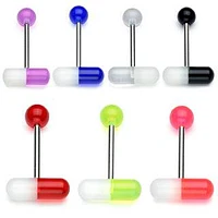316L Surgical Steel 2 Color Pill Straight Barbell Tongue Ring