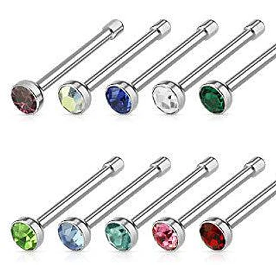 316L Surgical Steel 2mm CZ Gem Nose Bone Studs