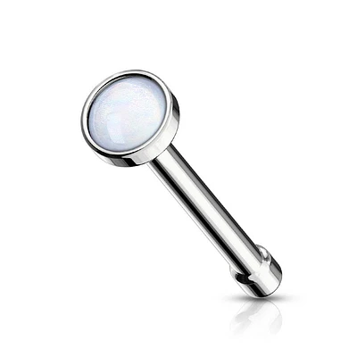 316L Surgical Steel 2mm White Stone Ball End Nose Pin