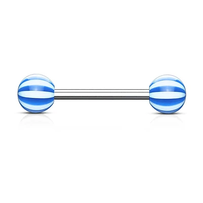 316L Surgical Steel Acrylic Beach Ball Straight Barbell