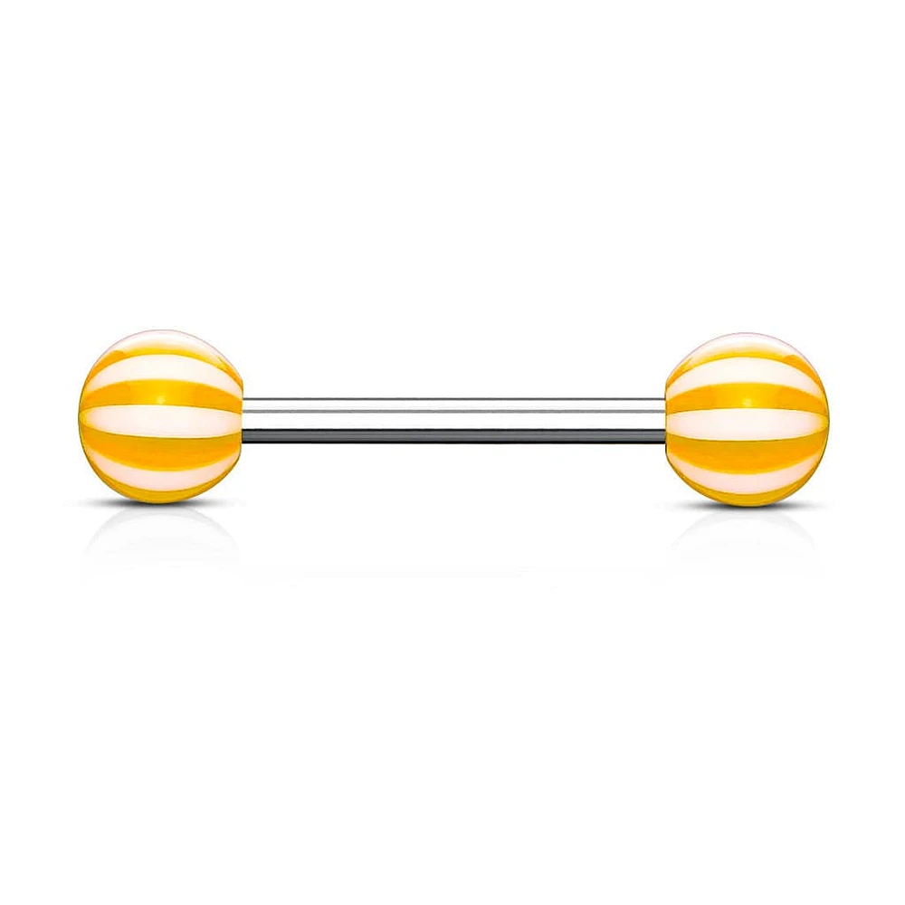 316L Surgical Steel Acrylic Orange Beach Ball Straight Barbell