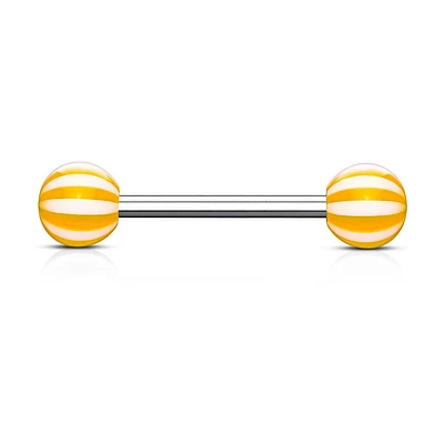 316L Surgical Steel Acrylic Orange Beach Ball Straight Barbell