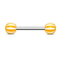 316L Surgical Steel Acrylic Orange Beach Ball Straight Barbell