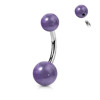 316L Surgical Steel Amethyst Stone Stud Belly Ring