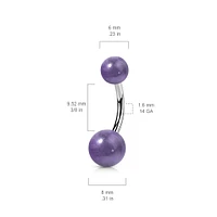 316L Surgical Steel Amethyst Stone Stud Belly Ring