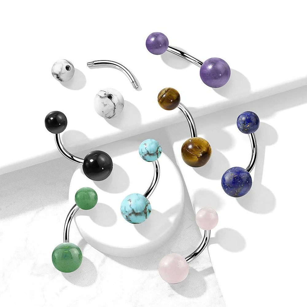 316L Surgical Steel Amethyst Stone Stud Belly Ring