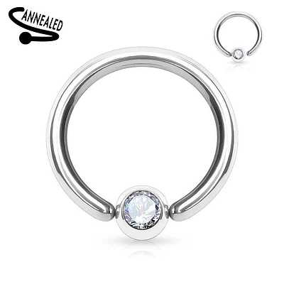 316L Surgical Steel Annealed Easy Bend CBR Multi Use CZ  Ring