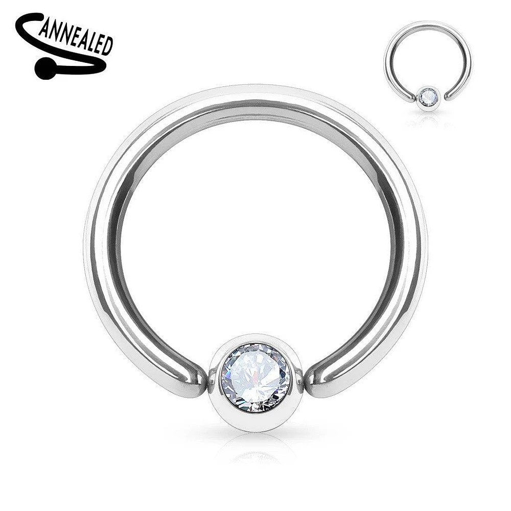 316L Surgical Steel Annealed Easy Bend CBR Multi Use CZ Ring