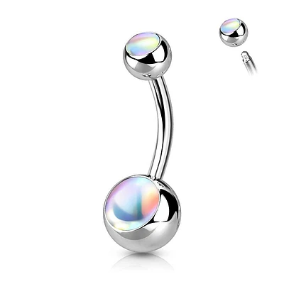 316L Surgical Steel Basic Iridescent Stone Belly Ring