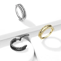 316L Surgical Steel Beaded Hinged Clicker Hoop Ring