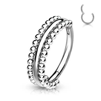 316L Surgical Steel Beaded Hinged Clicker Hoop Ring