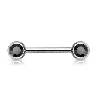 316L Surgical Steel CZ Ball Gem Nipple Ring Barbell