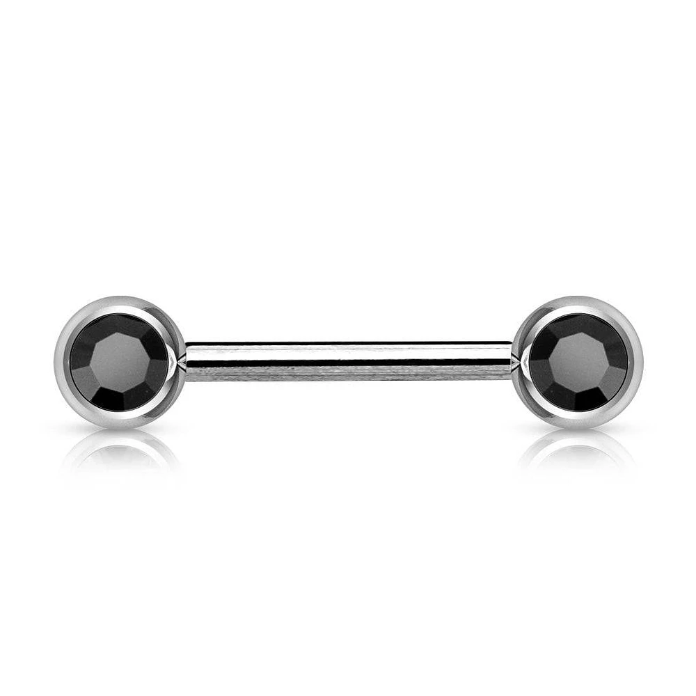 316L Surgical Steel CZ Ball Gem Nipple Ring Barbell