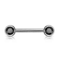 316L Surgical Steel CZ Ball Gem Nipple Ring Barbell
