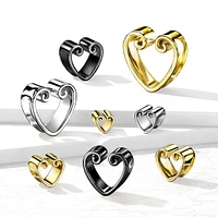 316L Surgical Steel Black PVD Heart Shaped Double Flared Tunnels