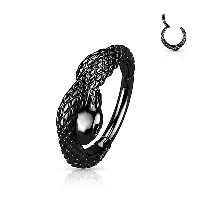 316L Surgical Steel Black PVD Snake Hinged Hoop Clicker