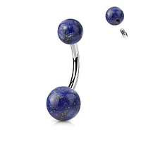 316L Surgical Steel Blue Sodalite Stone Stud Belly Ring