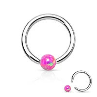 316L Surgical Steel Captive Bead Ring with Opal Ball