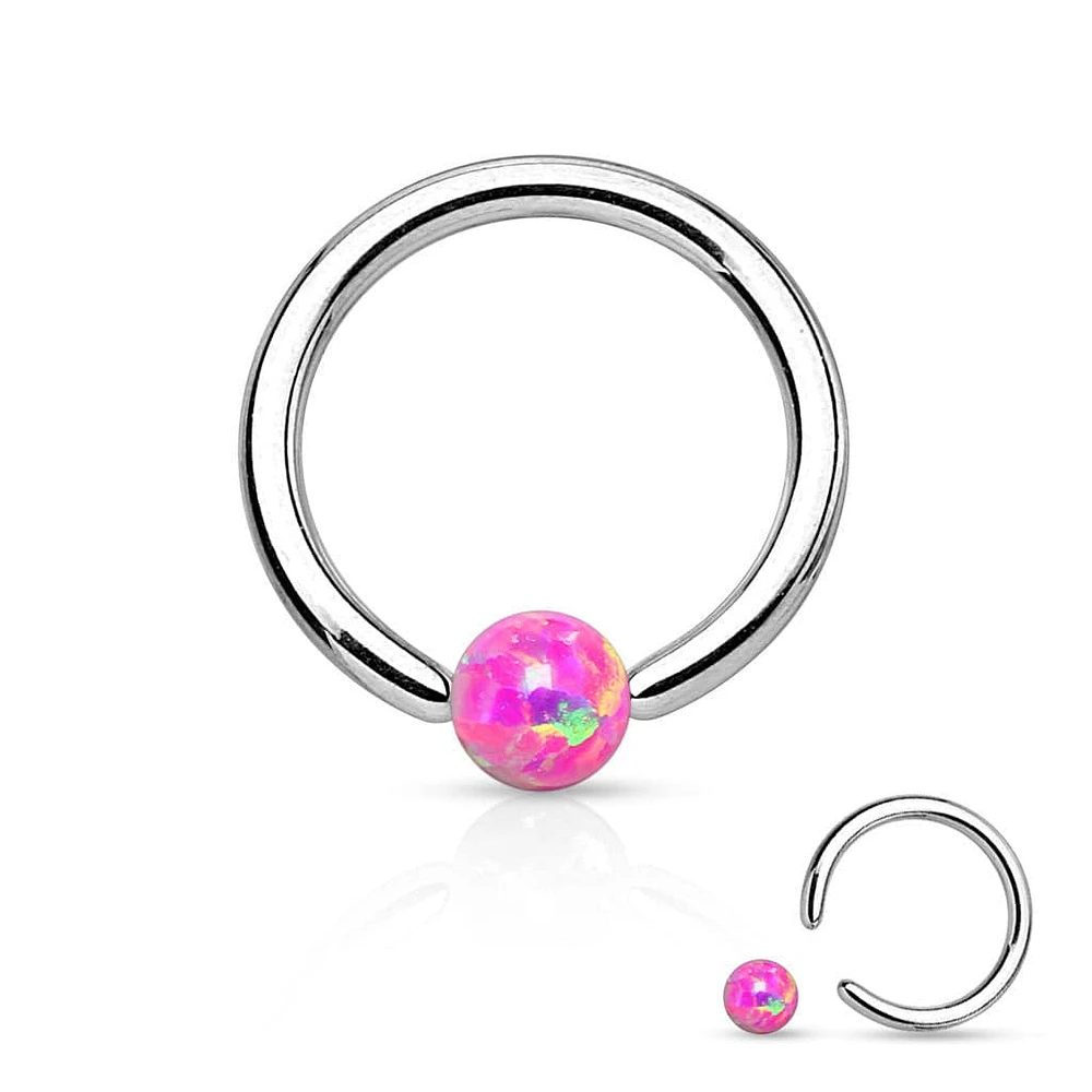 316L Surgical Steel Captive Bead Ring with Opal Ball