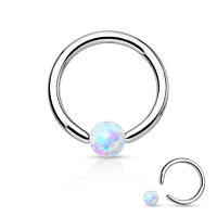 316L Surgical Steel Captive Bead Ring with Opal Ball