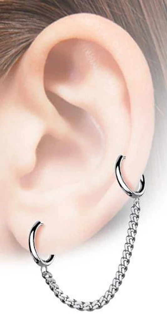 316L Surgical Steel Chain Link Double Hoop Earring