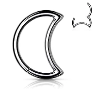 316L Surgical Steel Crescent Moon Hinged Clicker Hoop Daith Cartilage Ring